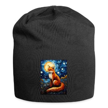 fuchs, Sternennacht, Van Gogh, Style - Jersey-Beanie - Schwarz - Vorne