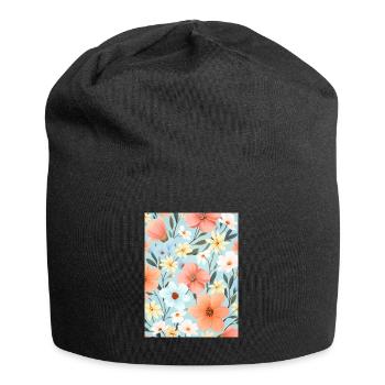 Pastel Floral Floral Pattern - Jersey Beanie - black - Front