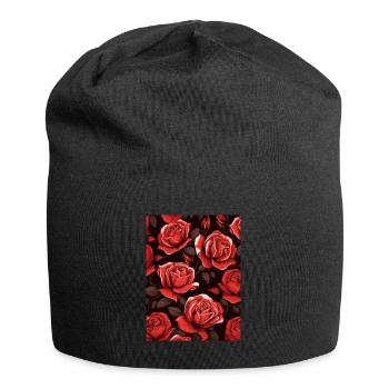 Motif de rose - Bonnet en jersey - noir - Devant