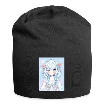 elf, anime, girl, otaku, kawaii, cute - Jersey Beanie - black - Front