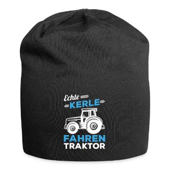 Echte Kerle fahren Traktor Landwirtschaft Geschenk - Jersey-Beanie - Schwarz - Vorne