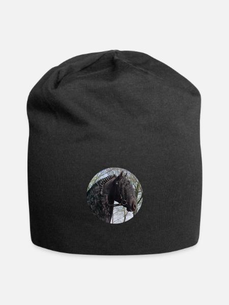 Kopf Friesenhengst - Jersey-Beanie - Schwarz