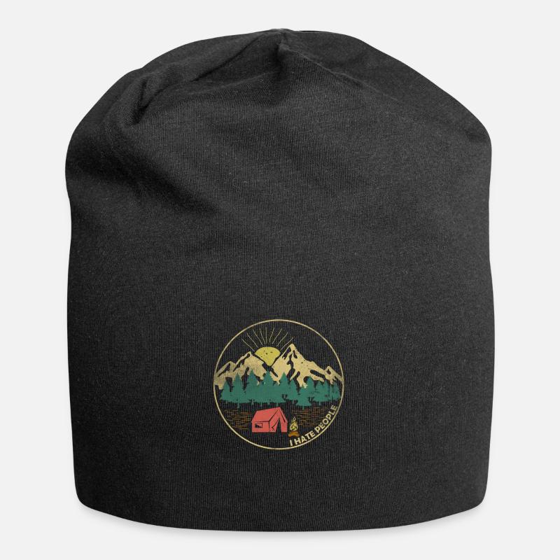 I Hate People - Ich hasse Menschen Geschenk Natur - Jersey-Beanie - Schwarz