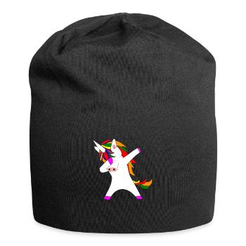 tamponner licorne licorne aux couleurs de l'arc-en-ciel lgbt - Bonnet en jersey - noir - Devant