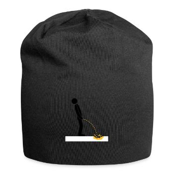 pinkeln schnee gelb winter kalt boden logo im steh - Jersey-Beanie - Schwarz - Vorne
