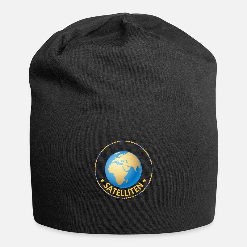 Satelliten, Erde - Jersey-Beanie - Schwarz