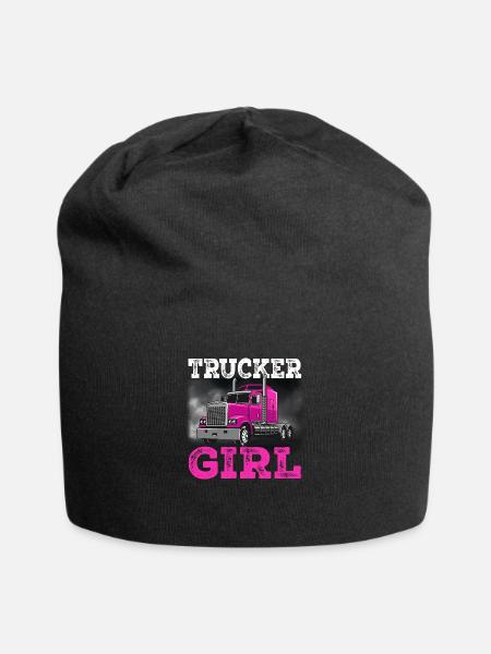 trucker girl Lkw Fahrerin Fernfahrerin Geschenk - Jersey-Beanie - Schwarz