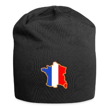 map of France blue flag white red - Jersey Beanie - black - Front