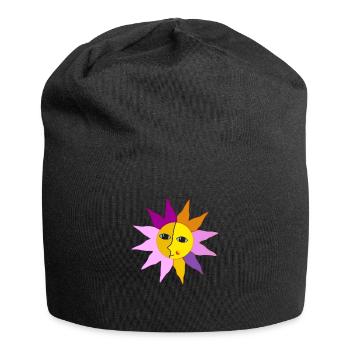 Sun Rays Moon Face Moment Happiness hygge - Jersey Beanie - black - Front