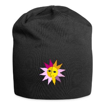 Sun Rays Moon Face Moment Happiness hygge - Jersey Beanie - black - Front