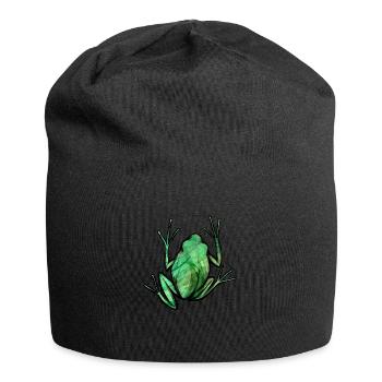 Cute Green Frog - Jersey Beanie - black - Front
