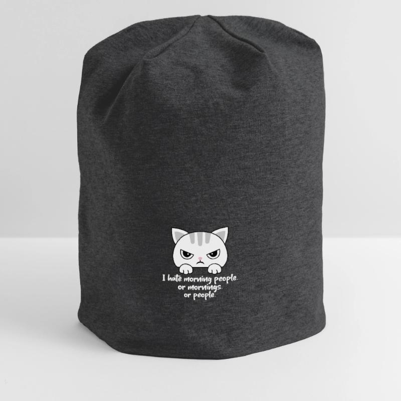 Ich hasse Morgenmenschen oder Morgen oder Menschen. Katze Jersey-Beanie