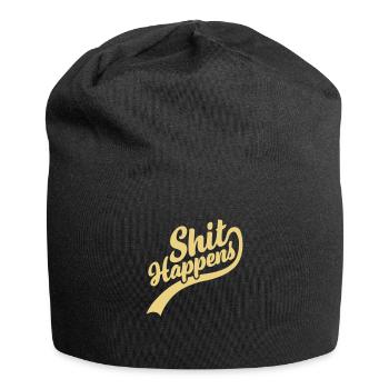 Shit happens Schriftzug Zitat - Jersey-Beanie - Schwarz - Vorne