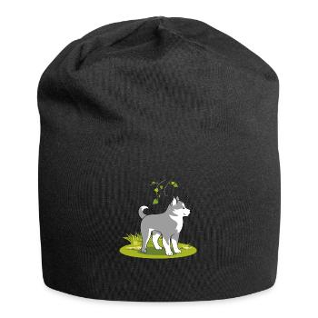 Süße Malamute auf dem Rasen - Jersey-Beanie - Schwarz - Vorne