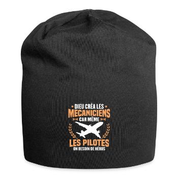 Cadeau humour mécanicien d'avion - Bonnet en jersey - noir - Devant