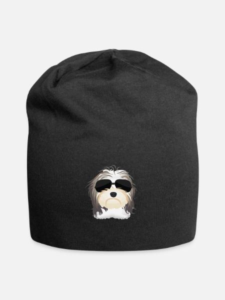 Havaneser mit Sonnenbrille Hundebesitzer - Jersey-Beanie - Schwarz