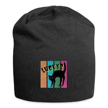 Lucky? Cat - Jersey Beanie - black - Front