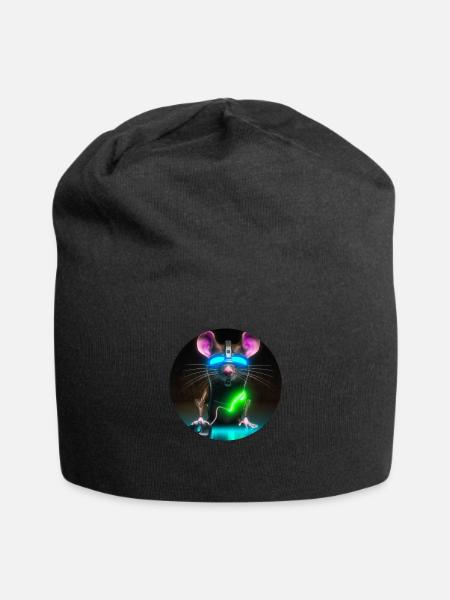 Cyber-Maus - Jersey-Beanie - Schwarz
