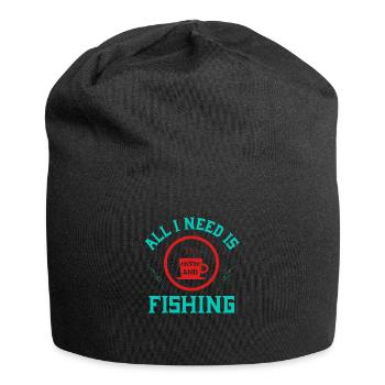 ALL I NEED IS COFFEE AND FISHING - Jersey Beanie - black - Front