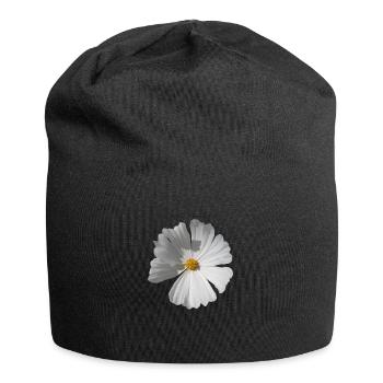 Natural white large flower on a transparent background - Jersey Beanie - black - Front