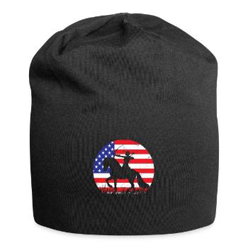 American archer rider with bow in front of flag - Jersey Beanie - black - Front