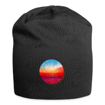 Hemp leaf before sunset - Jersey Beanie - black - Front