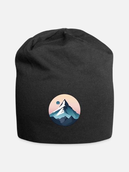 Gebirgslandschaft Geometrische Kunst - Jersey-Beanie - Schwarz
