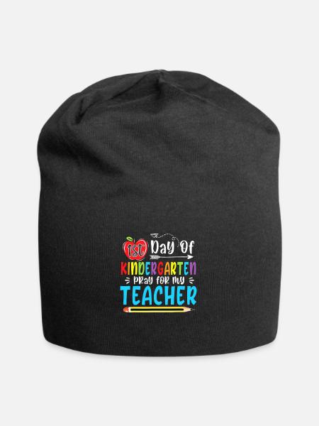 Erster Tag des Kindergartens Bete für meinen Lehrer Lustig - Jersey-Beanie - Schwarz