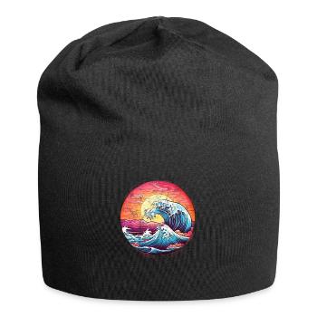 Waves, Sunset, Sea, Sun Holiday Summer - Jersey Beanie - black - Front