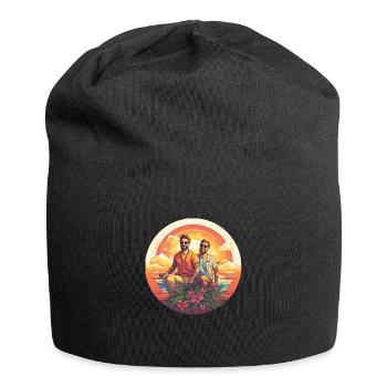 Gay men on vacation summer vacation island - Jersey Beanie - black - Front