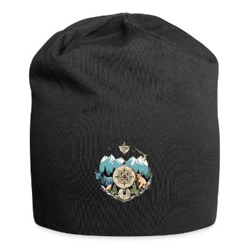 Boussole nature et animaux - Bonnet en jersey - noir - Devant