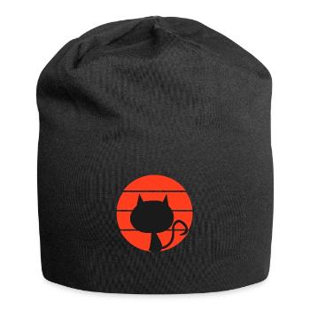 Retro Style Devil Cat - Jersey Beanie - black - Front