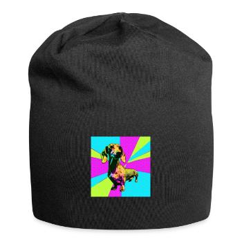 Dachshund Pop Art - Jersey-Beanie - Schwarz - Vorne