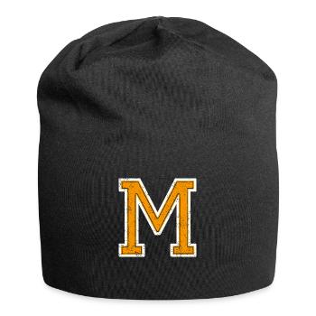 M - Buchstabe / College Style - Jersey-Beanie - Schwarz - Vorne