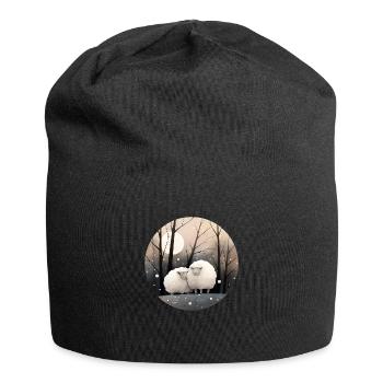 Schafe im Winter - Jersey-Beanie - Schwarz - Vorne