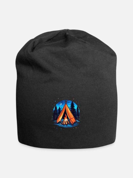 camping, tente et feu de camp - Jersey-Beanie - sort