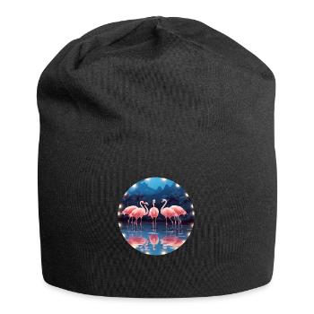 Flamingo Flock Tropical, Liebe Flamingos - Jersey-Beanie - Schwarz - Vorne