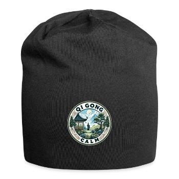 "Ruhiges Qi Gong" - Ruhige Gartengestaltung - Jersey-Beanie - Schwarz - Vorne
