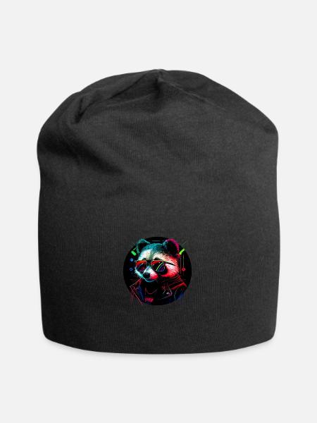 Cyber raccoon - Jersey Beanie - black