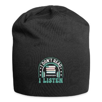 Aficionado du livre audio : Je ne lis pas, j’écoute - Bonnet en jersey - noir - Devant