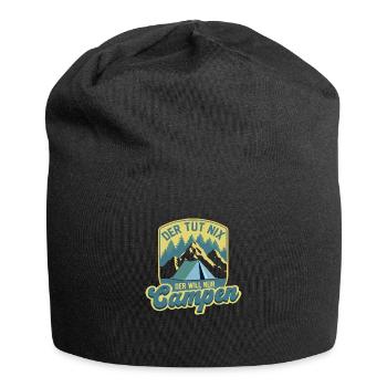 He doesn't do anything, he just wants to camp, camping vacation - Jersey Beanie - black - Front