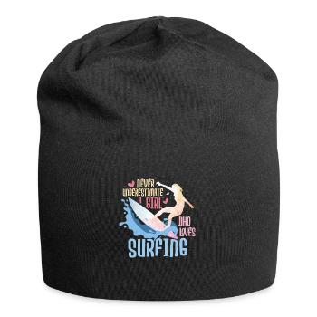 Never Underestimate A Girl Who Loves Surfing Board - Jersey Beanie - black - Front