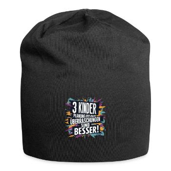 Geschenk Geburt drittes Kind drei kinder Humor - Jersey-Beanie - Schwarz - Vorne