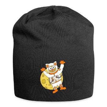 Chat astronaute - Bonnet en jersey - noir - Devant