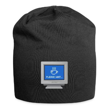 CRT Design - Tapete "Bitte warten" - Jersey-Beanie - Schwarz - Vorne