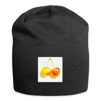 Kirsche - Jersey-Beanie - Schwarz - Vorne