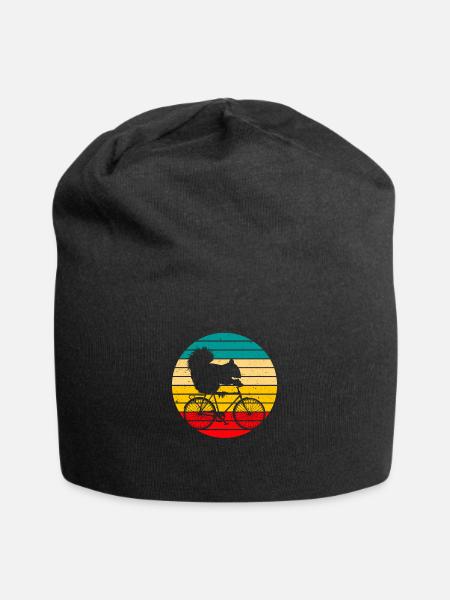 Lustiges Radfahrendes Eichhörnchen Retro Radfahren - Jersey-Beanie - Schwarz