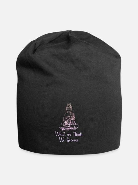 Bunter Buddha Inspirierendes Buddhismus - Jersey-Beanie - Schwarz