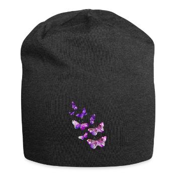 Schöner Schmetterling Mädchen lila - Jersey-Beanie - Anthrazit - Vorne