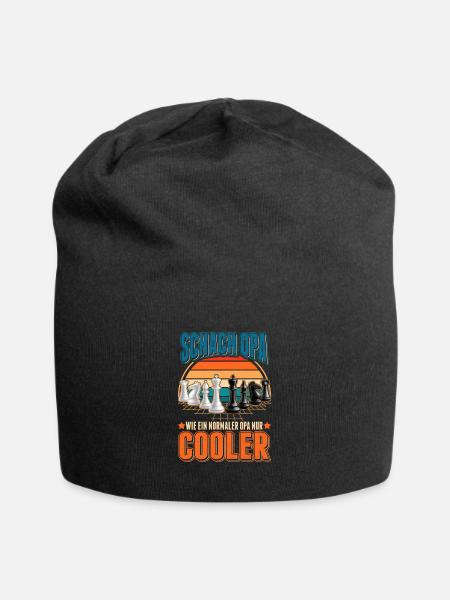 Schach Opa Brettspiel Figuren Schach Großvater - Jersey-Beanie - Schwarz
